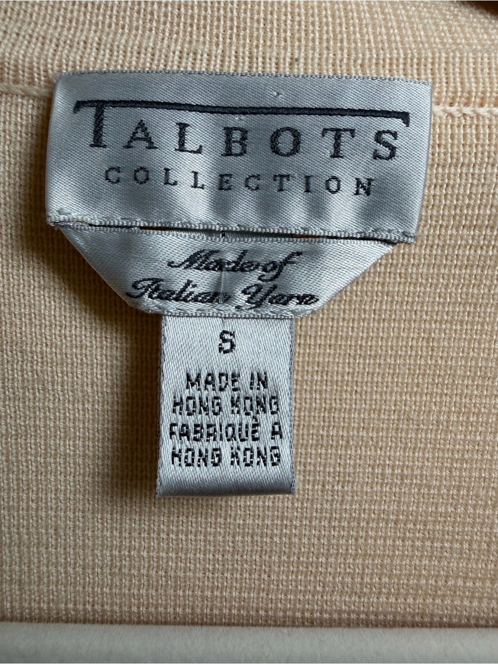 Talbots Collection 100% Merino Wool Cream Open Front Cardigan S - Picture 3 of 8